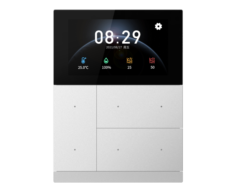 GVS KNX-Raumcontroller WALTZ TOUCH+ PAD | 4-fach, Aluminium | silber