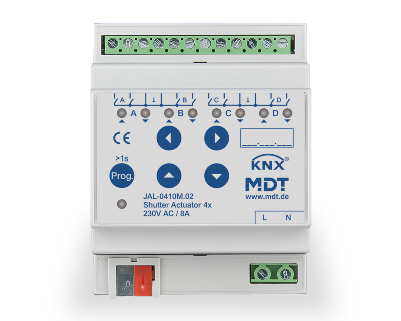 MDT KNX Jalousieaktor JAL-0410M.02 230 V | 4-fach mit Fahrtzeitmessung